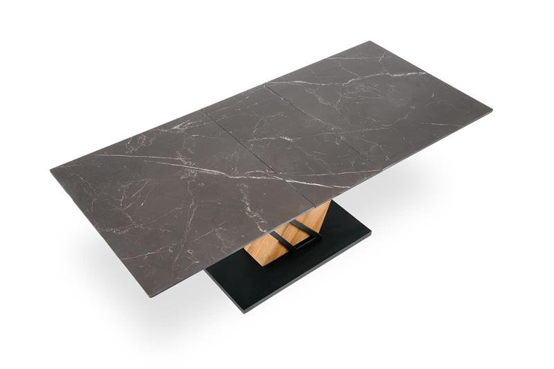 VOLANT 160 extendable table, table top - black marble, legs - golden oak / black - Image 7