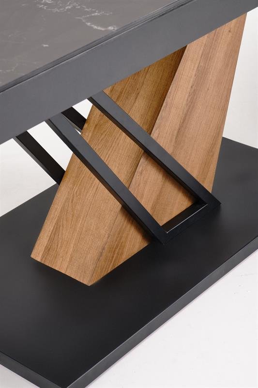 VOLANT 160 extendable table, table top - black marble, legs - golden oak / black - Image 14