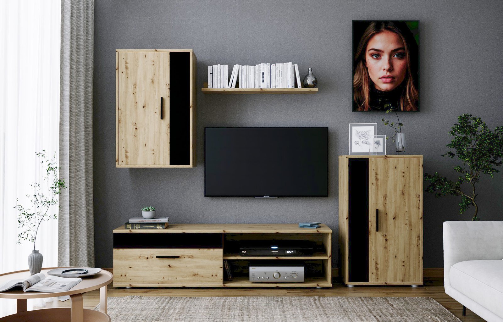 BENSON set color: oak / black