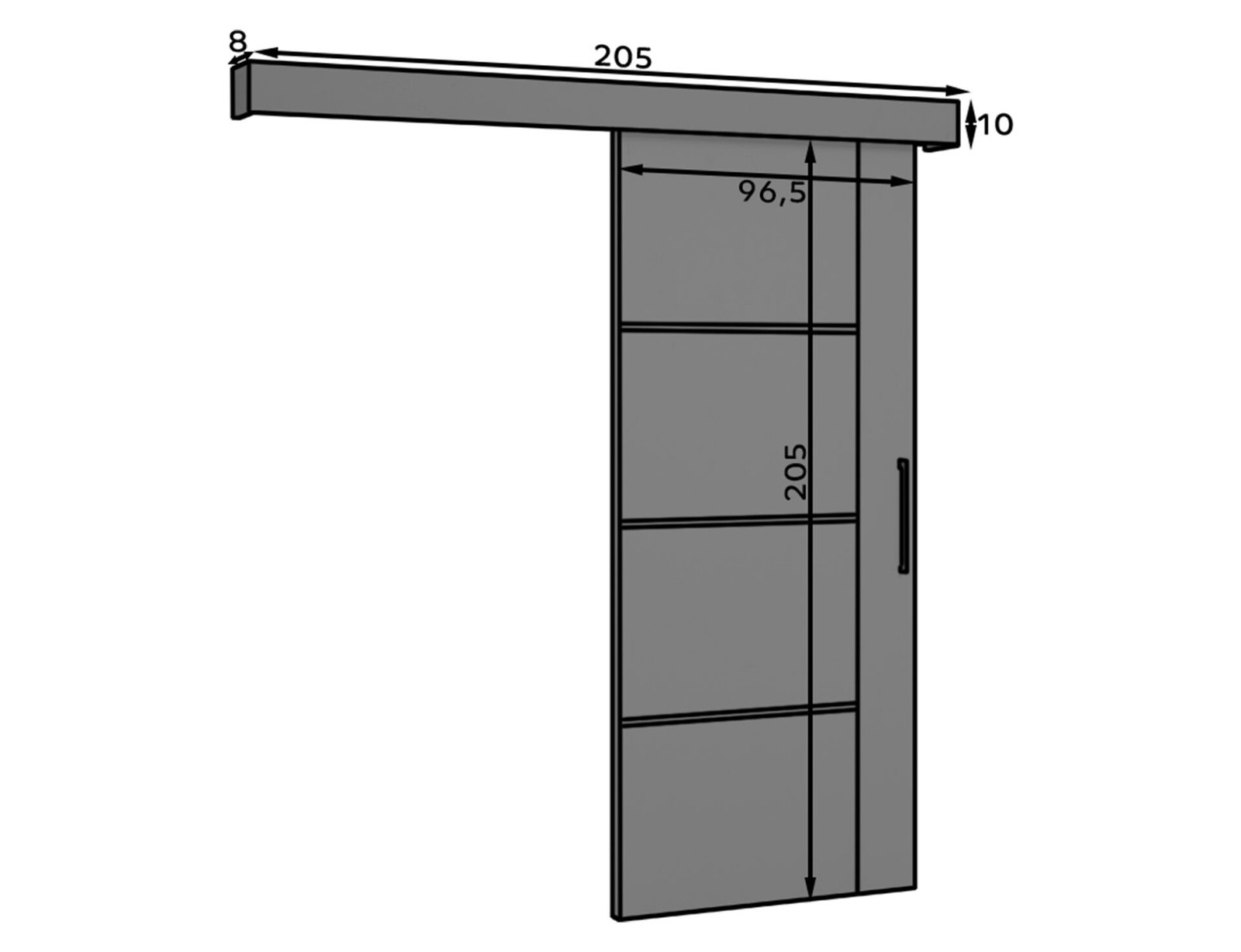 Crestina sliding door with self-closing mechanism, black - Image 11
