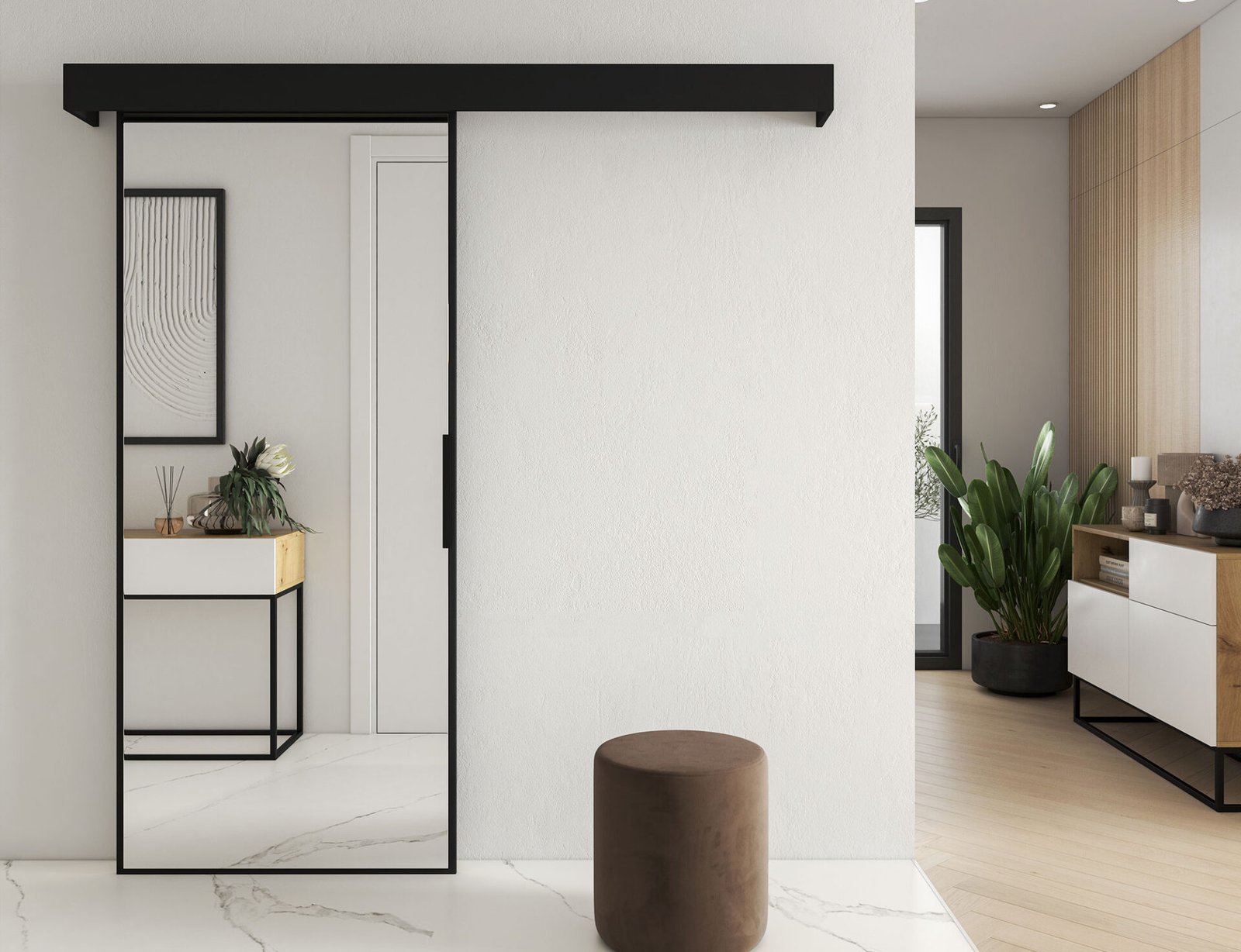 Lindo sliding door with self-closing mechanism, black - Image 5