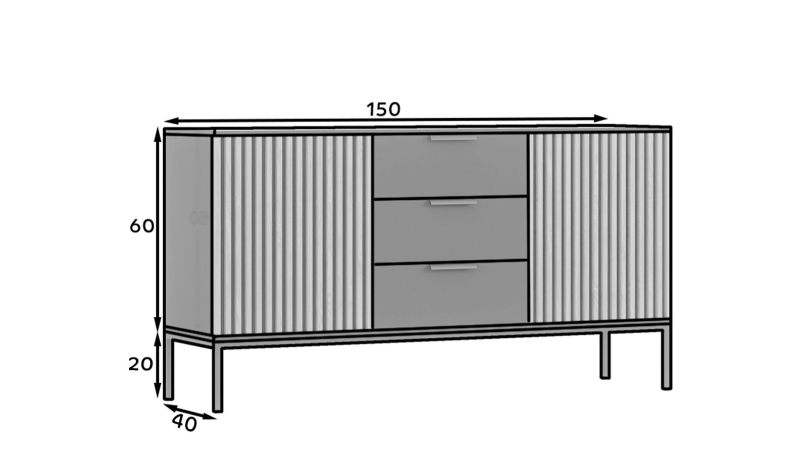 Meorati 150 chest of drawers, black/artisan oak - Image 9
