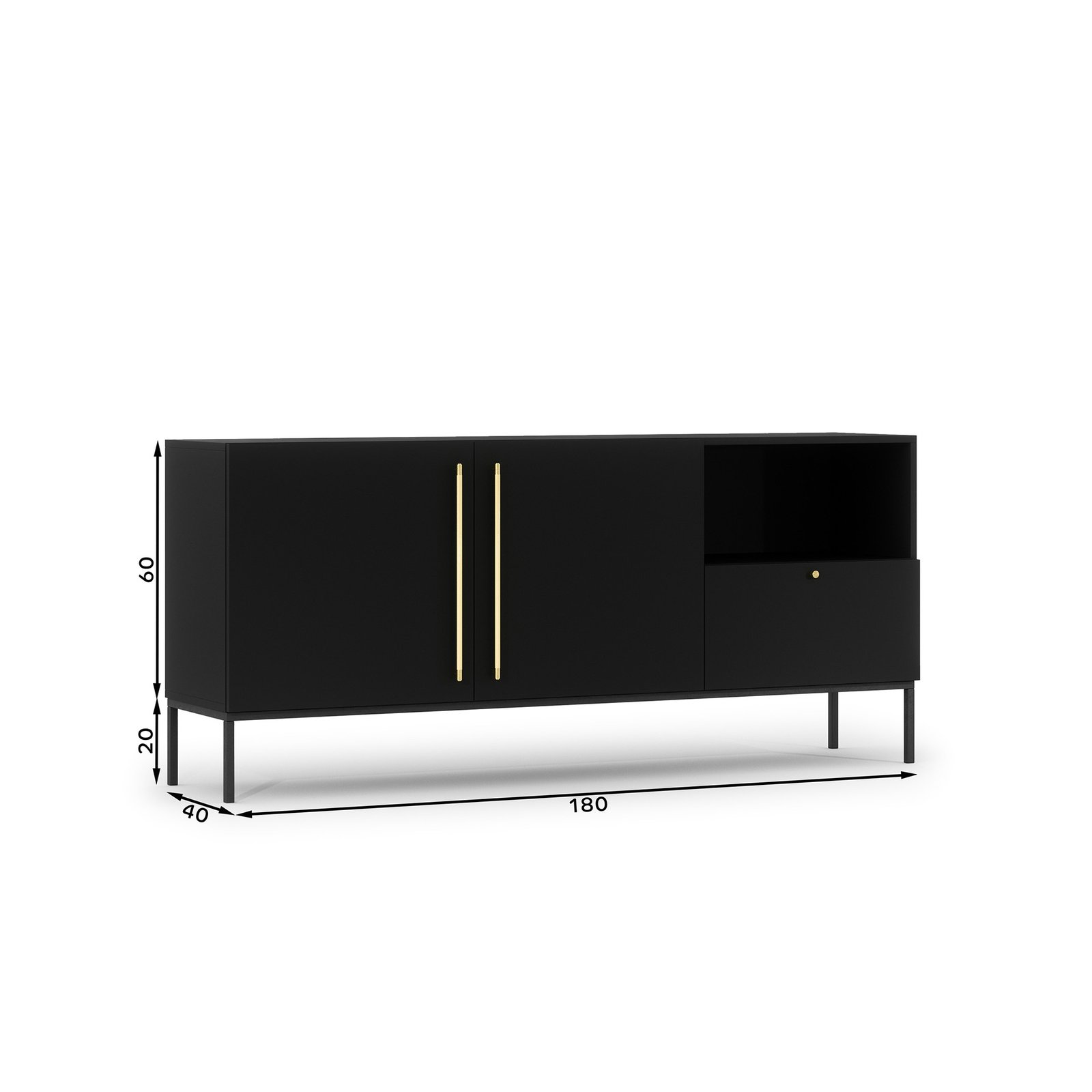 Lanzzi 180 chest of drawers, matte black / matte black - Image 6
