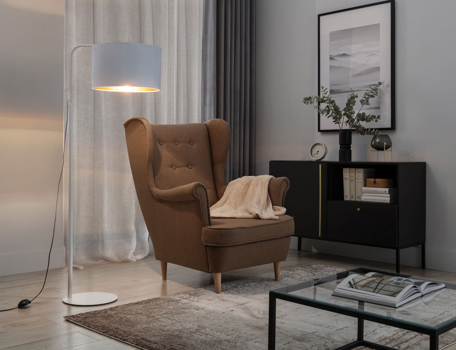 Vespillo, 40x70x151cm Freestanding 1B white/gold - Image 2