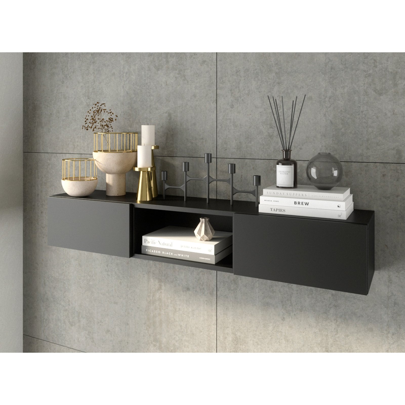 Lanzzi 120 shelf, matte black/matt black - Image 2