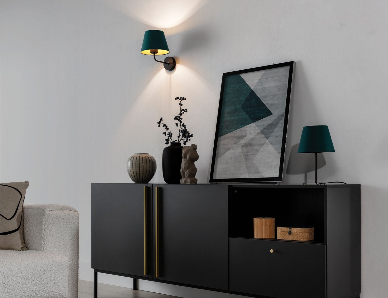 Vespillo, 20x20x23 cm wall lamp 1A green/gold - Image 2
