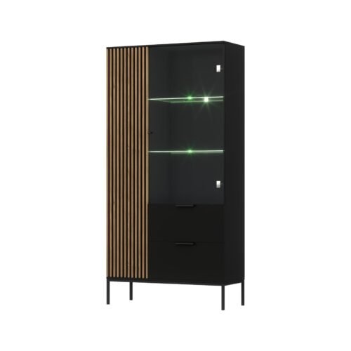 Meorati 100 display cabinet, black/artisan oak
