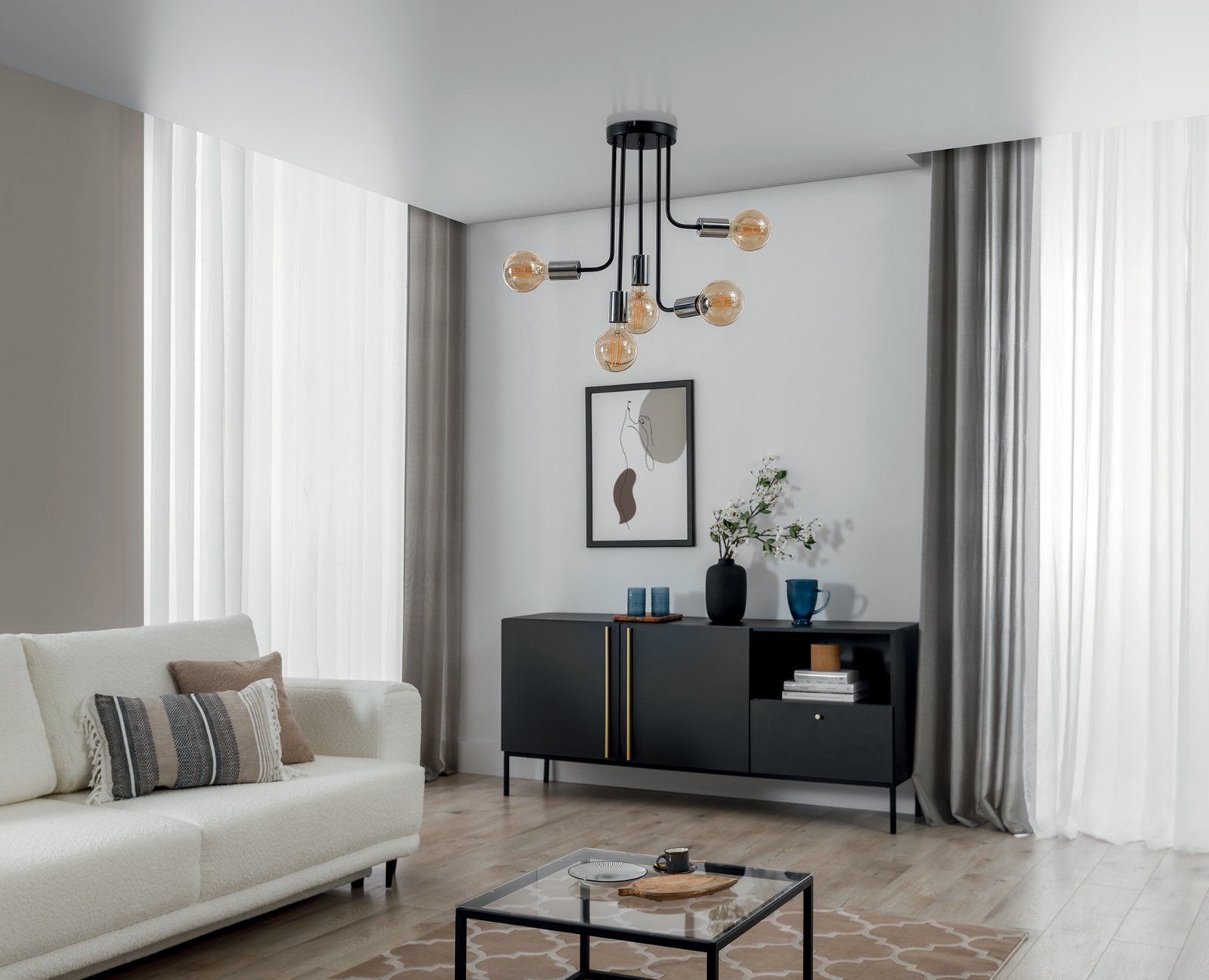 Indigeo, 55x47x55cm chandelier 5 black - Image 2