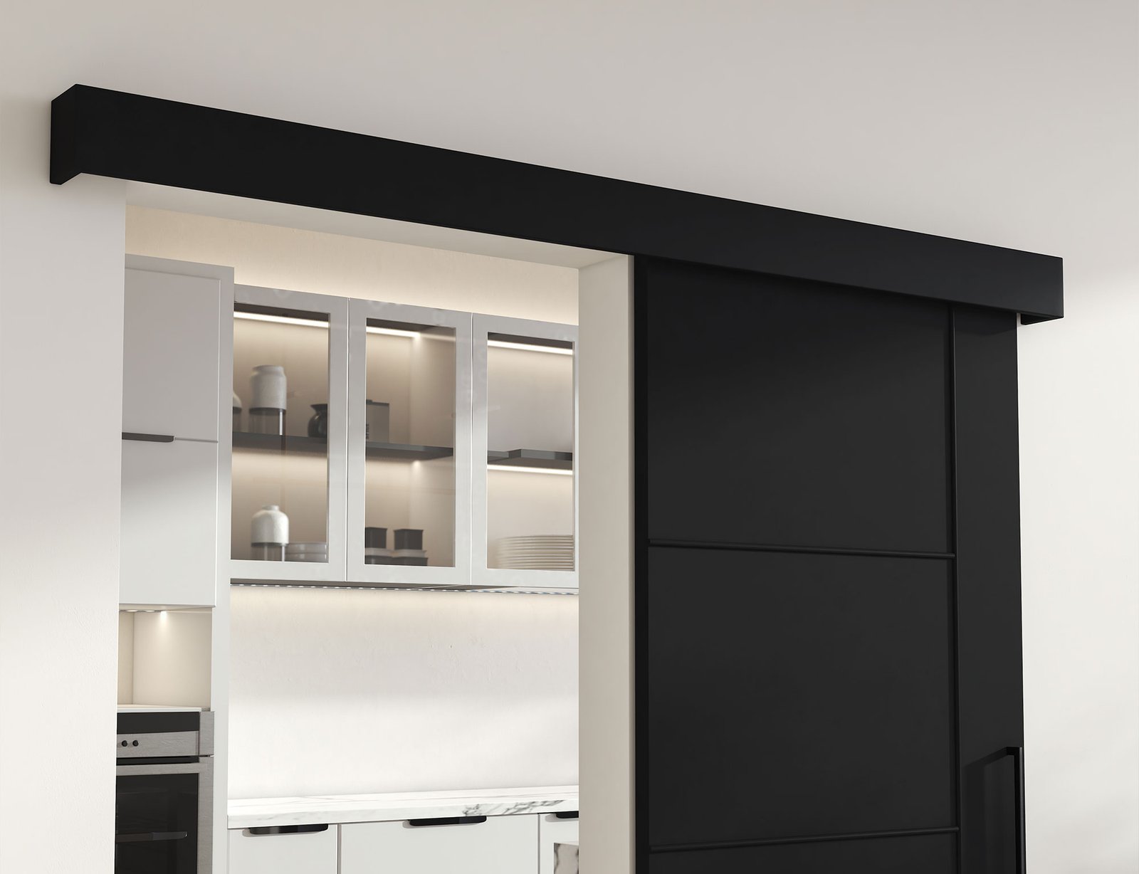 Crestina sliding door with self-closing mechanism, black - Image 8