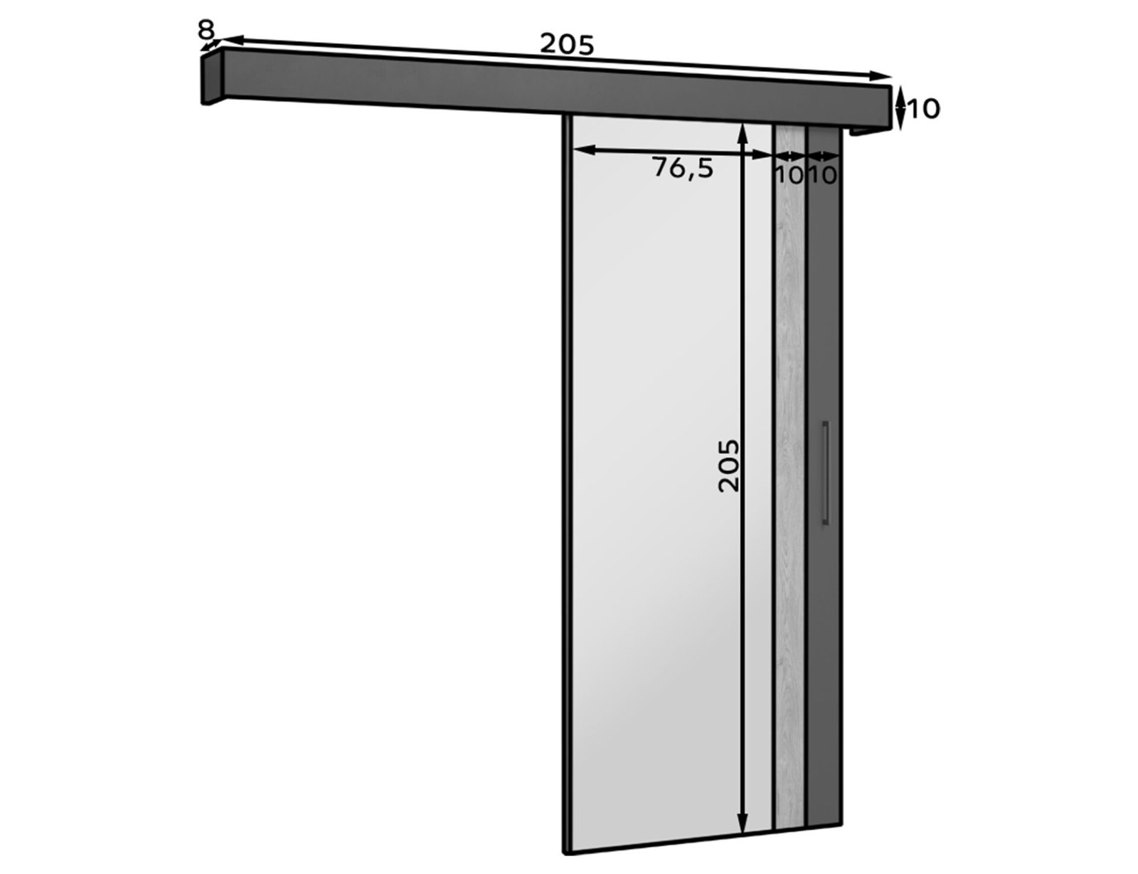 Tilmann sliding door with self-closing mechanism, black - Image 10
