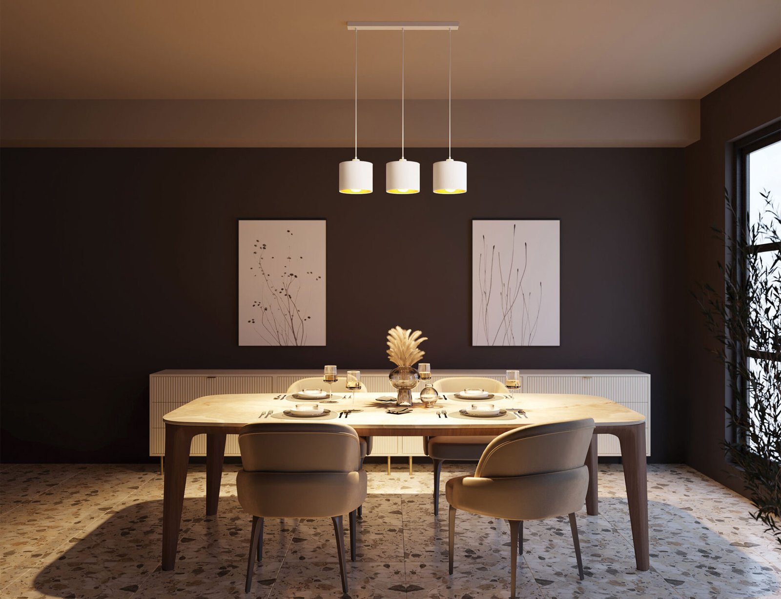 Vespillo, 18x75x105 cm Hanging linear 3 white/gold - Image 2