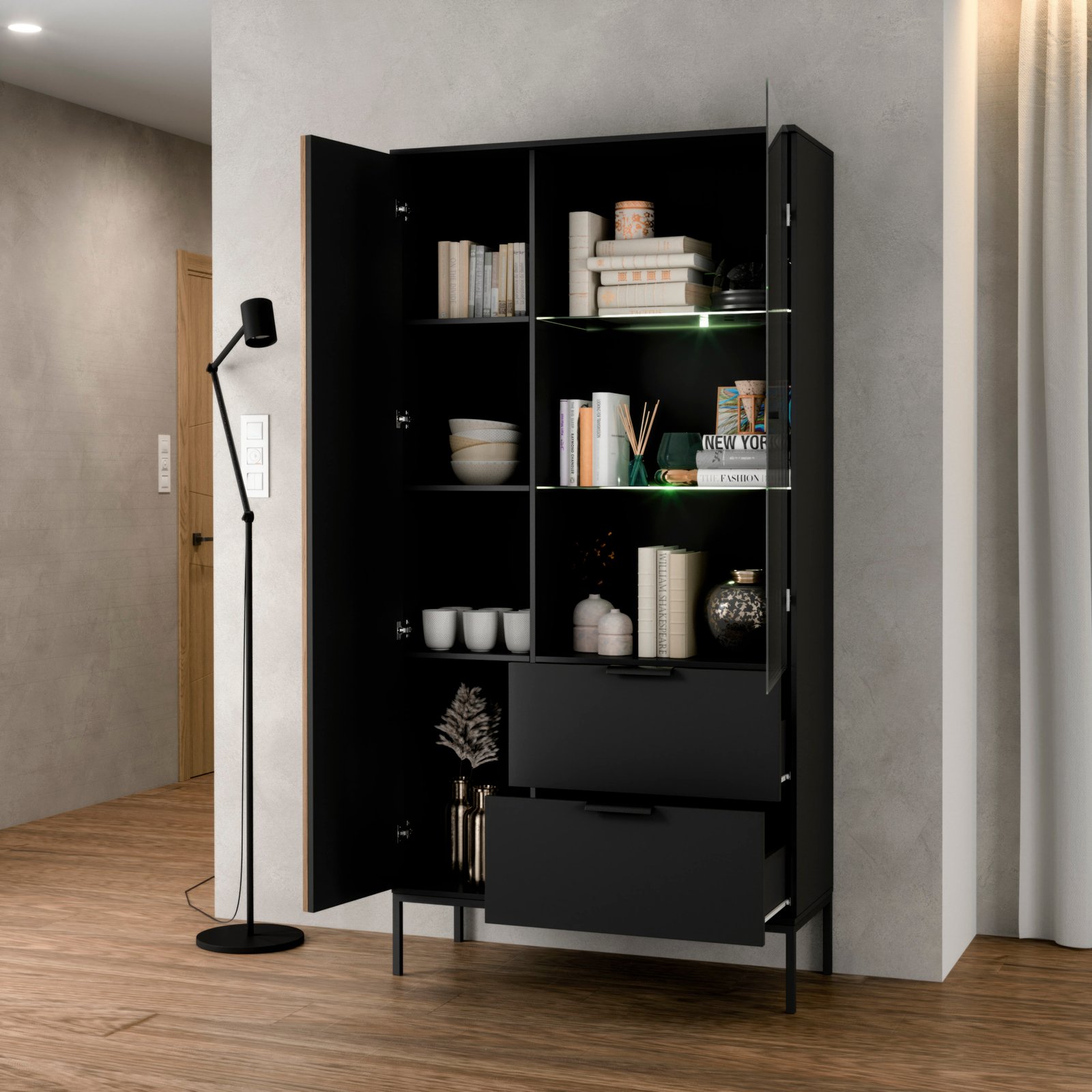Meorati 100 display cabinet, black/artisan oak - Image 4