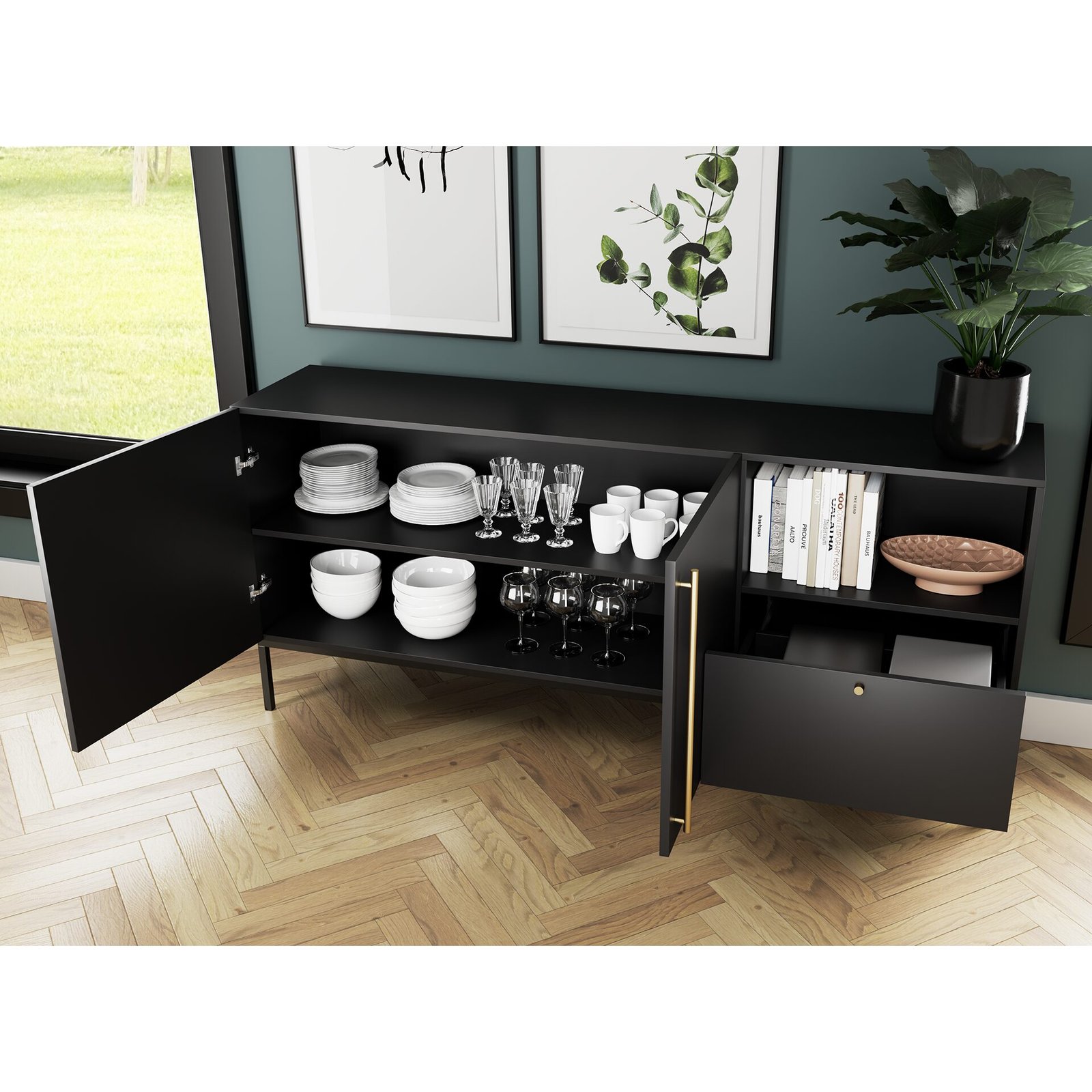 Lanzzi 180 chest of drawers, matte black / matte black - Image 3
