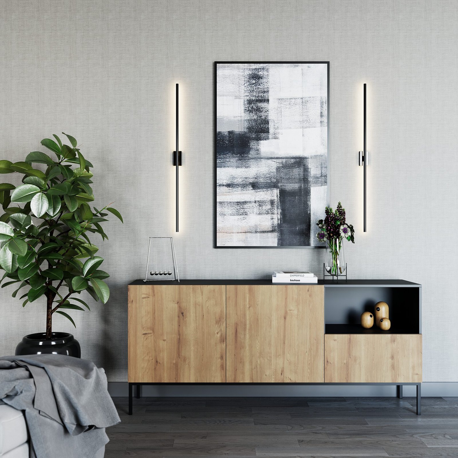Lanzzi 180 chest of drawers, matte black/artisan oak - Image 2