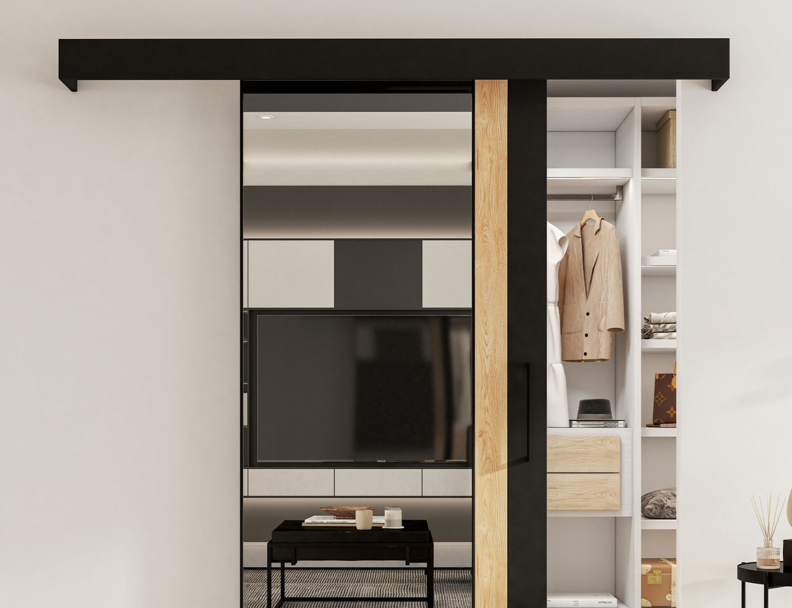Tilmann sliding door with self-closing mechanism, black - Image 8