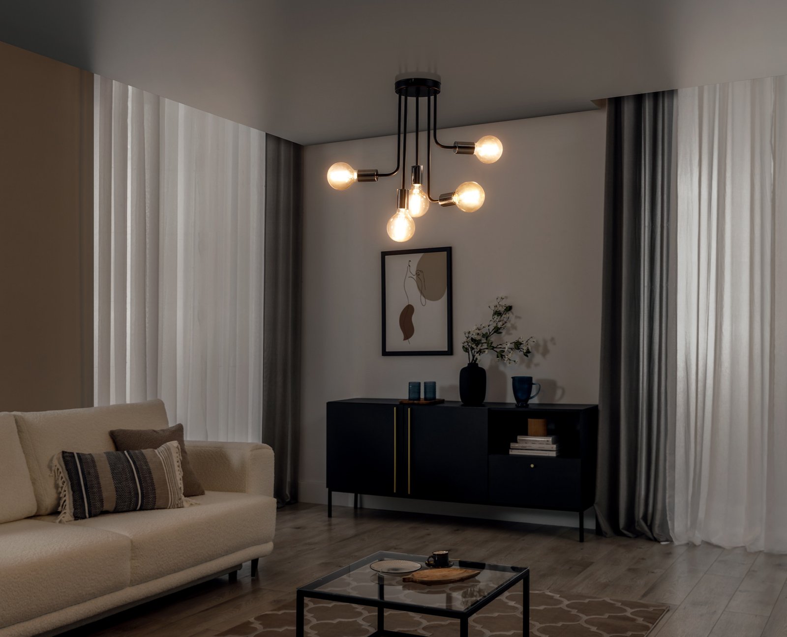Indigeo, 55x47x55cm chandelier 5 black - Image 4