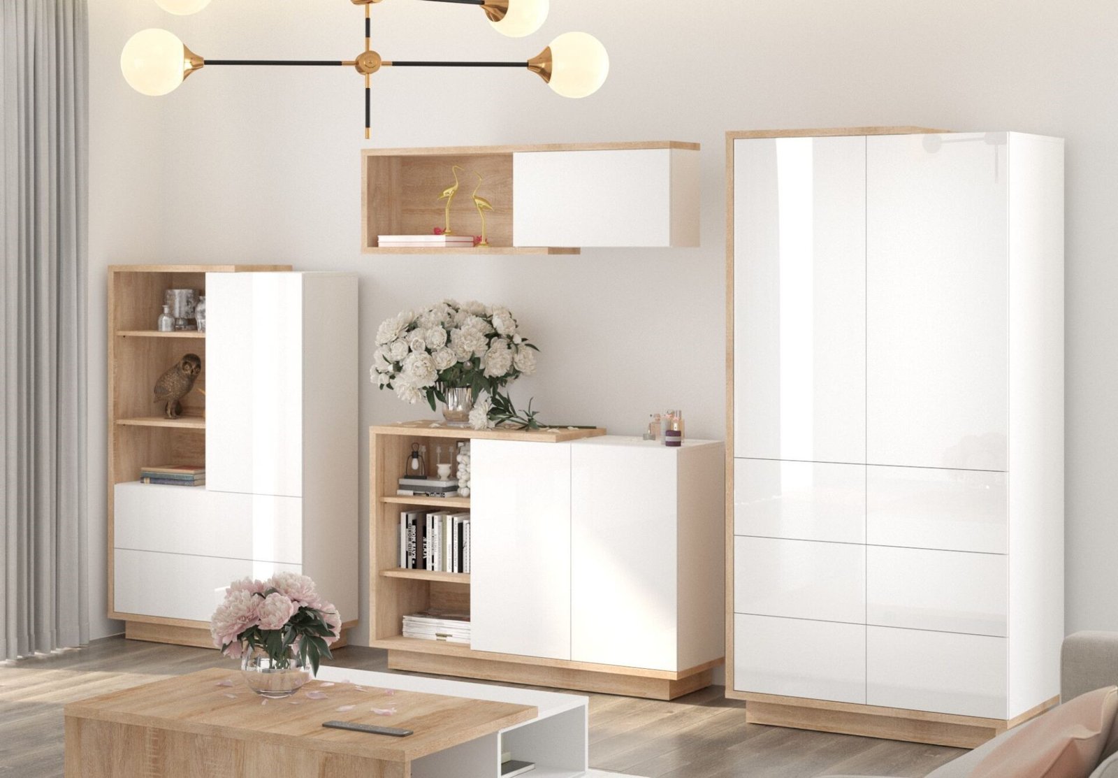 HYBRID furniture #4 room bookcase chest of drawers wardrobe shelf Sonoma oak white glossyHYBRID