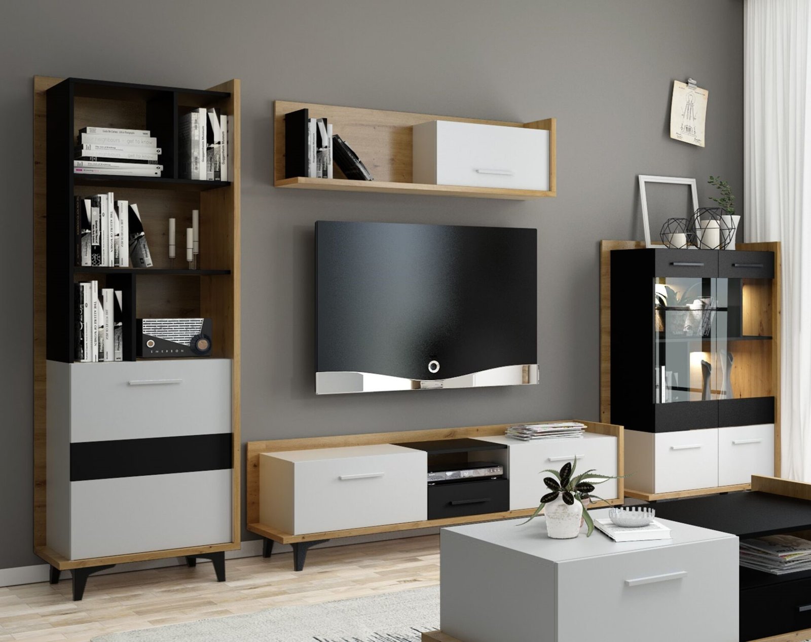 BOX #1 living room furniture, wall cabinet, bookshelf, TV cabinet, shelf, artisan showcase, cabinet
