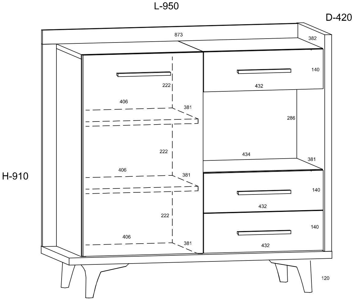 BOX 01 furniture, cabinet, chest of drawers, Sonoma oak, white, black - Image 2
