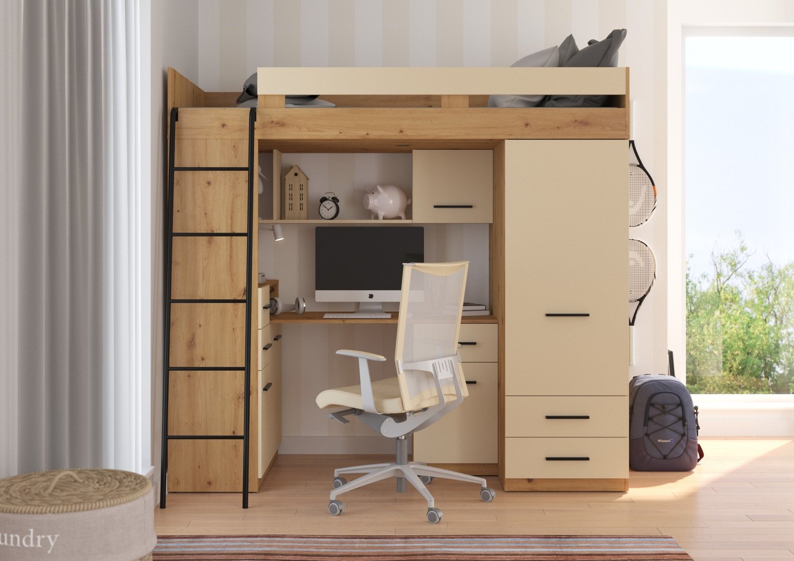 SMYK L mezzanine, matt color, oak/cream - Image 3