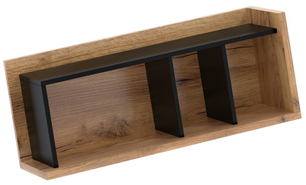 BOX 04 furniture hanging wall bookshelf, oak color, gold color, black - Image 3