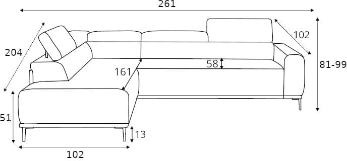 Left corner sofa Gandi L Corner 120 with sleeping function, Italian-style frame and Gr1 container - Image 9