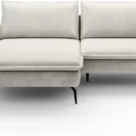 Glossy left-hand corner sofa with DL sleeping function and Gr1 bedding box