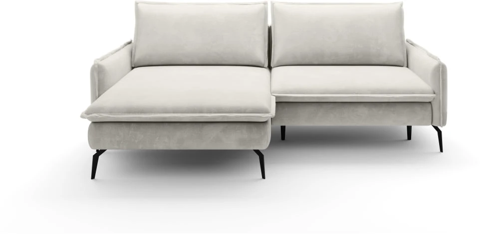 Glossy left-hand corner sofa with DL sleeping function and Gr1 bedding box