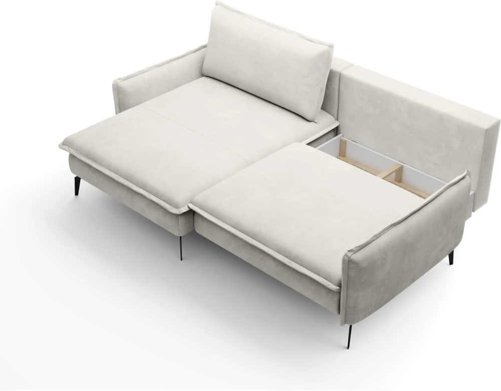Glossy left-hand corner sofa with DL sleeping function and Gr1 bedding box - Image 6