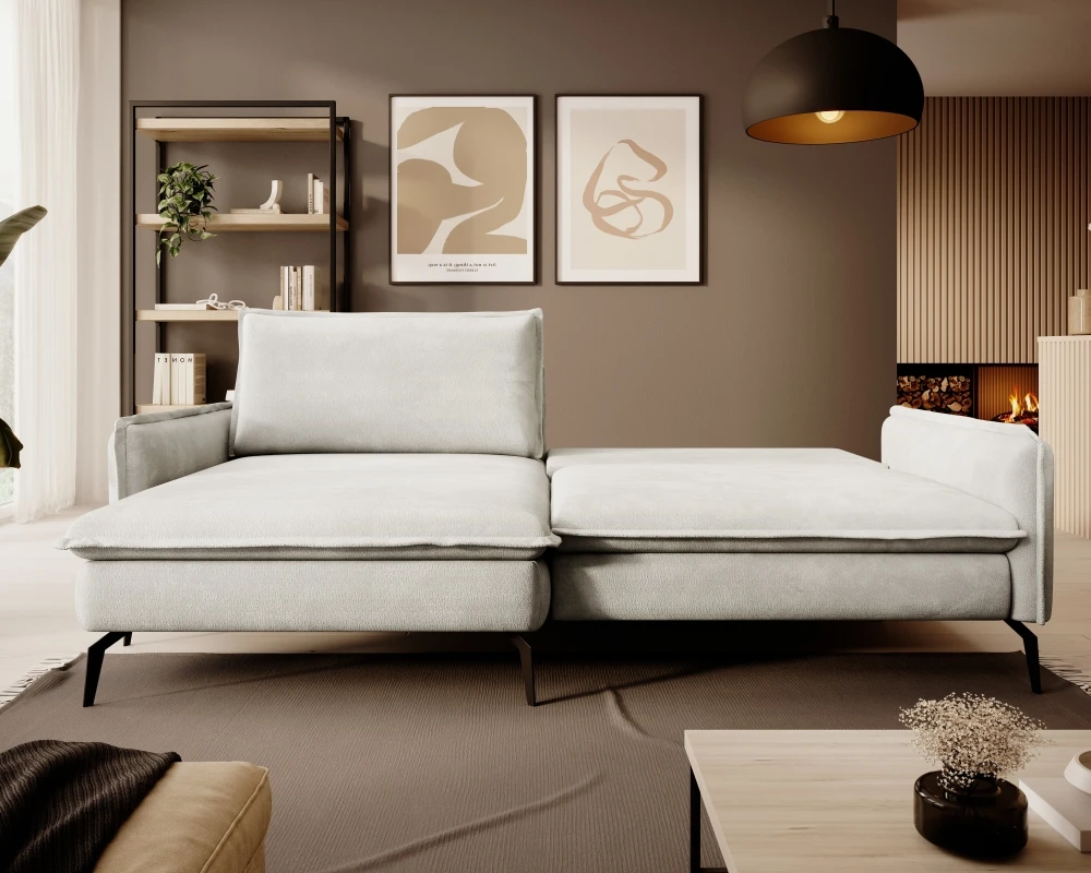 Glossy left-hand corner sofa with DL sleeping function and Gr1 bedding box - Image 3