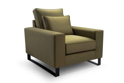 Black upholstered loft armchair