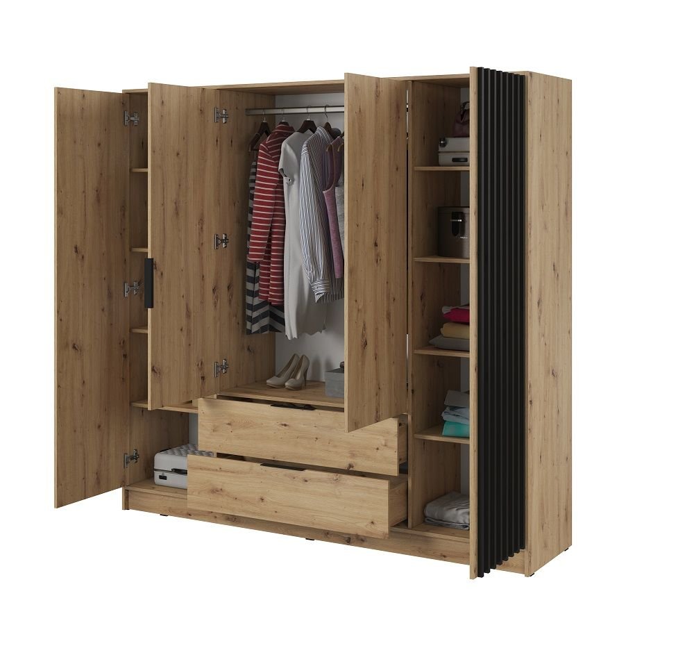 Nelly 4D wardrobe with grilles, oak color - Image 2
