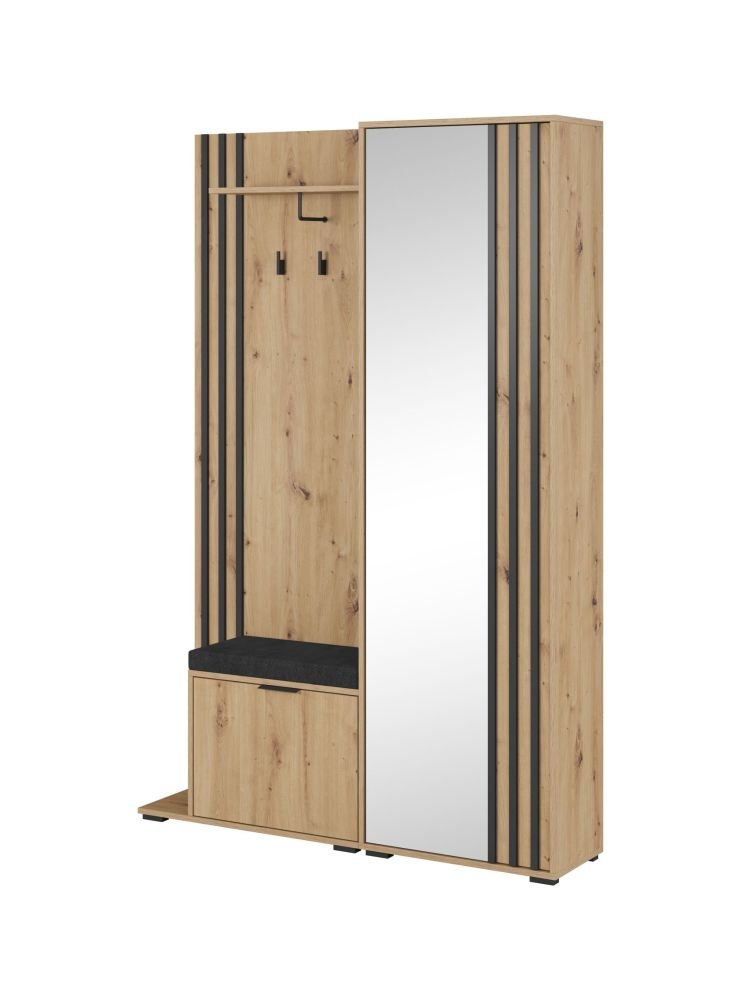 Nelly wardrobe with grille, oak imitation - black - Image 4