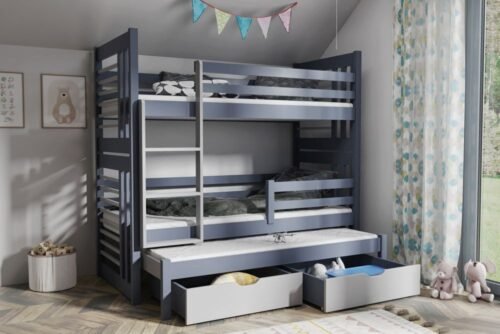 ROLAND III triple bunk bed with drawers 90×200 cm
