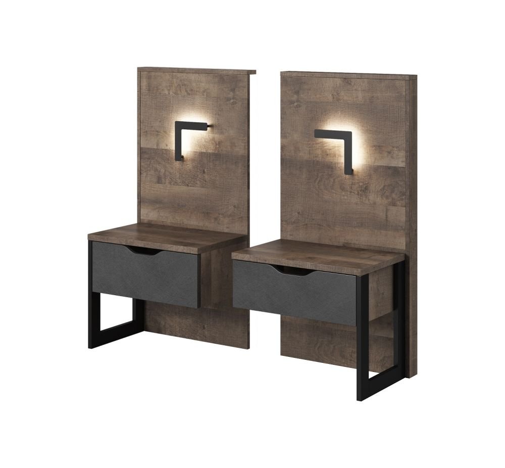 Arden bedside tables with lighting, 2 pcs.