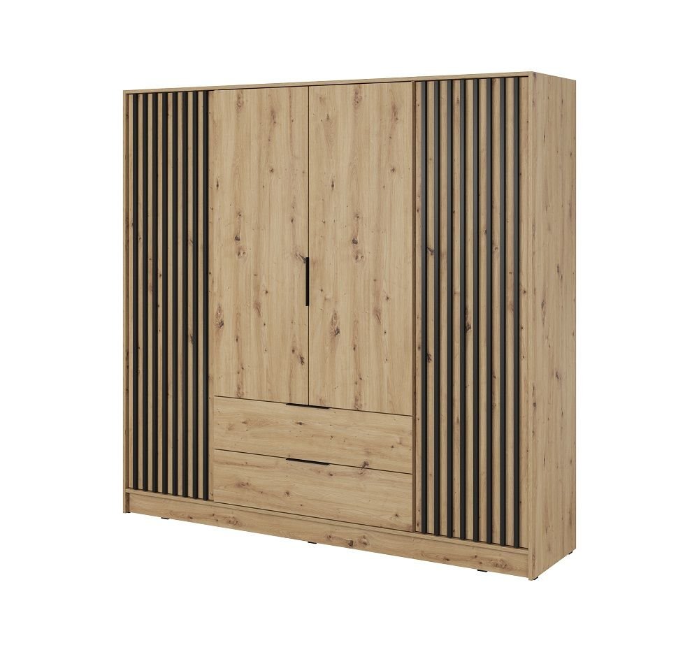 Nelly 4D wardrobe with grilles, oak color - Image 3