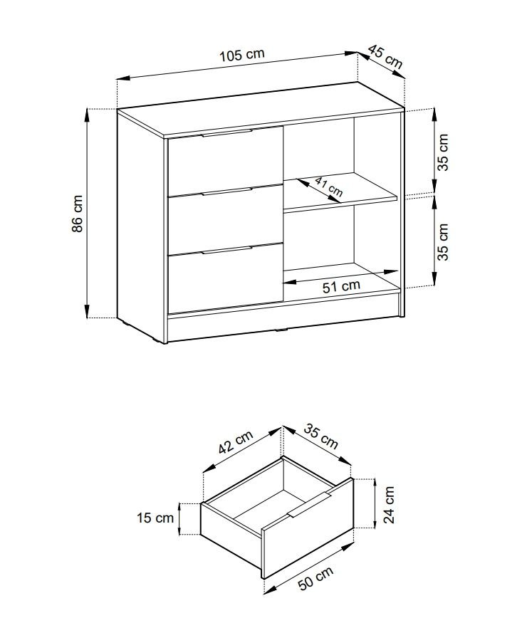 Nelly chest of drawers with 2D graphite boards - Image 4