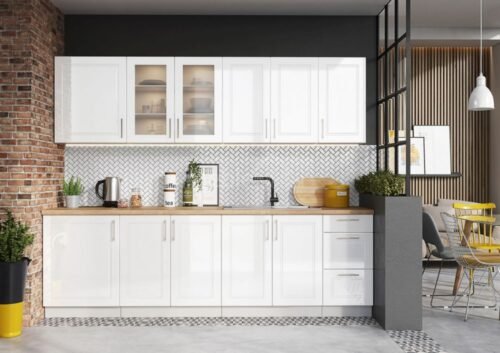 Natalia kitchen 260 cm with dryer, glossy white – SPECIAL OFFER