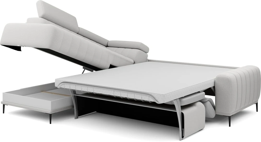 Left corner sofa Gandi L Corner 140 with sleeping function, Italian-style frame and Gr1 container - Image 2