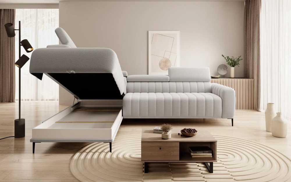 Left corner sofa Gandi L Corner 140 with sleeping function, Italian-style frame and Gr1 container - Image 6