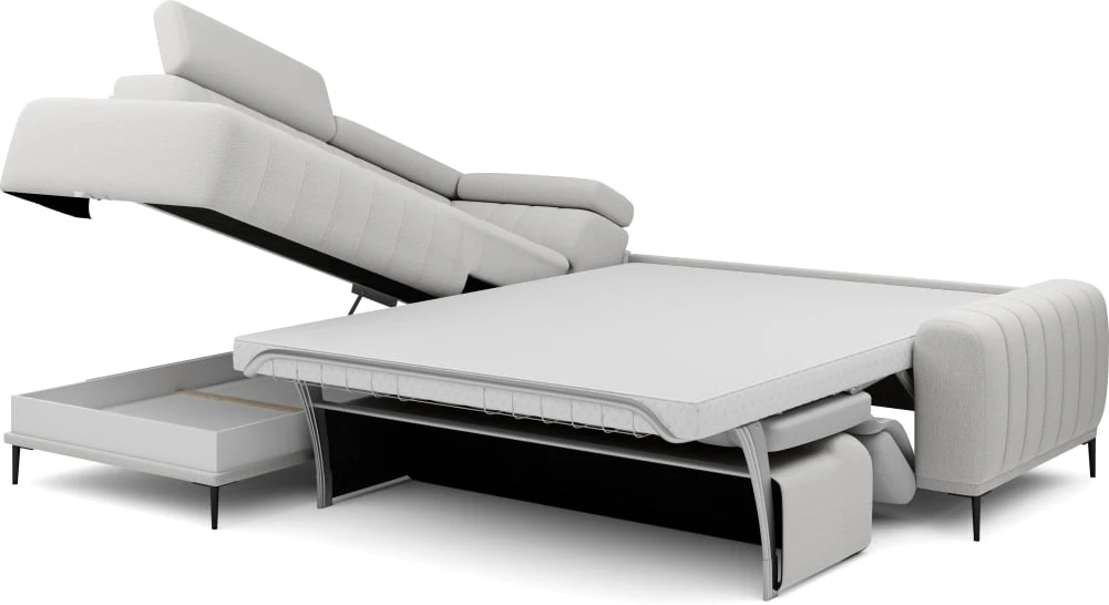 Left corner sofa Gandi L Corner 160 with sleeping function, Italian-style frame and Gr1 container - Image 2