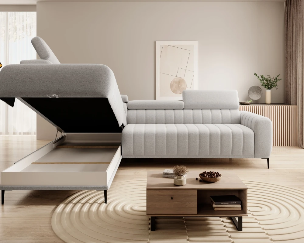Left corner sofa Gandi L Corner 160 with sleeping function, Italian-style frame and Gr1 container - Image 6