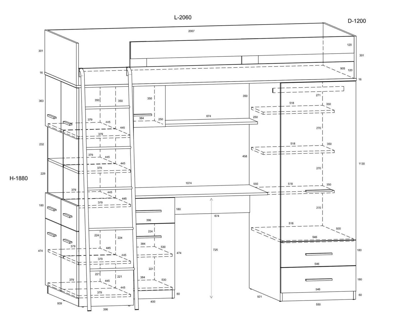 VELVE P mezzanine, matt, Sonoma oak/white - Image 2
