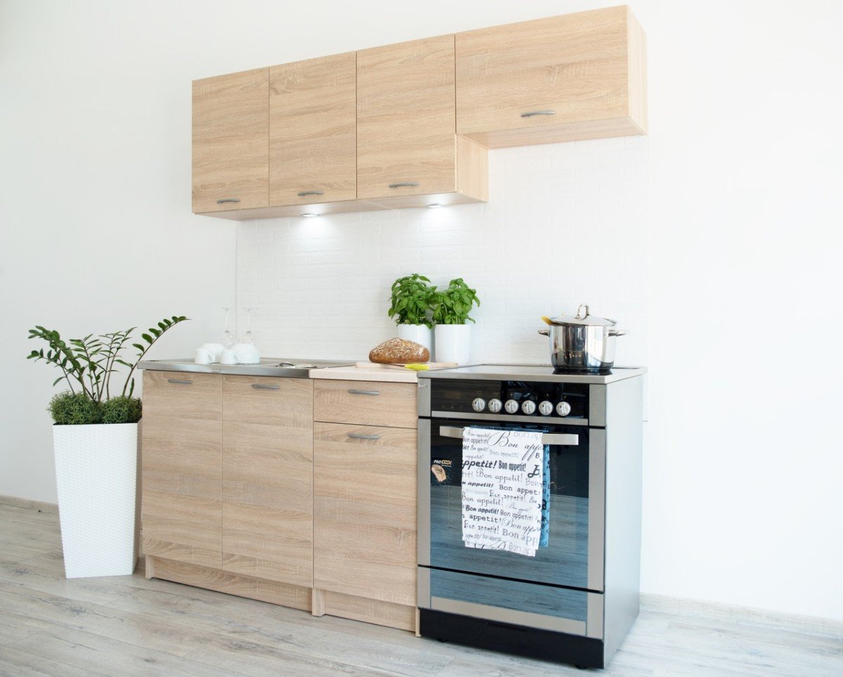"Mela" kitchen, 240 cm, sonoma oak color, with countertops - SPECIAL OFFER - Image 5