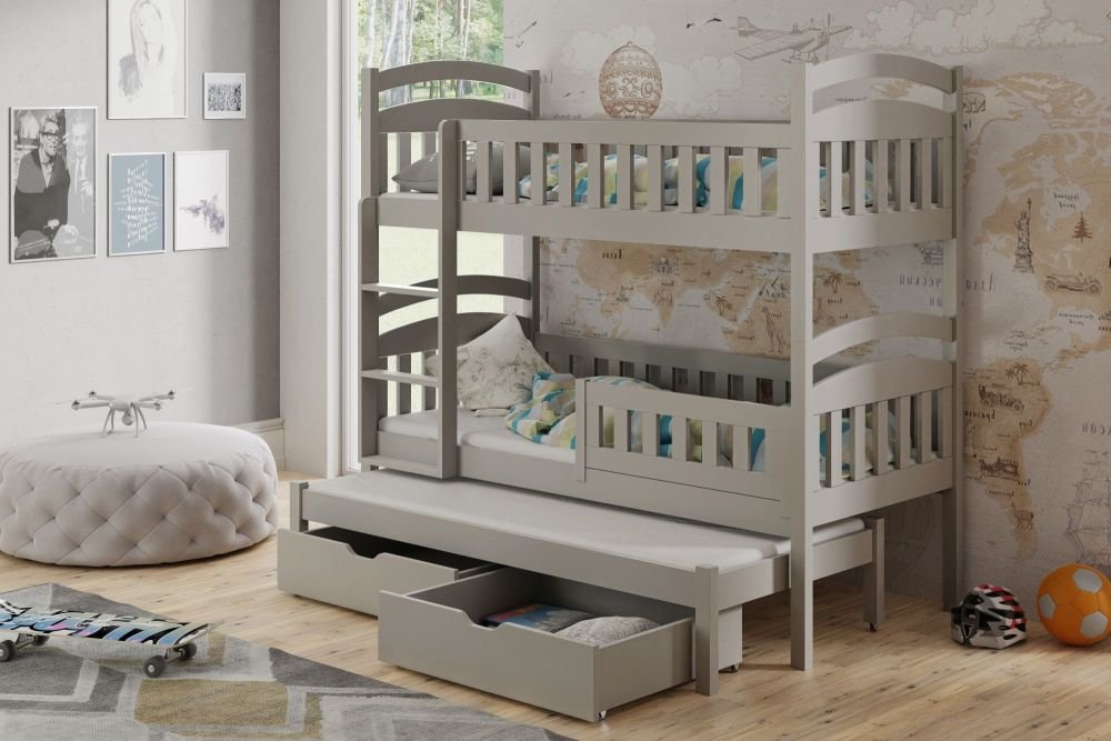 DOMINIK III triple bunk bed with drawers 90x200 cm - Image 2