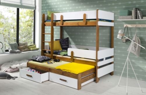 ETTORE III triple bunk bed with drawers 80×181 cm