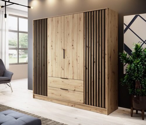 Nelly 4D wardrobe with grilles, oak color