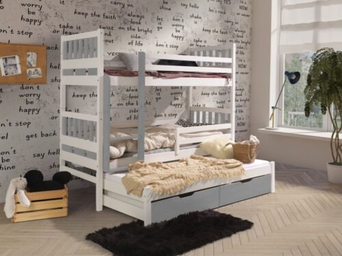 KARIM III triple bunk bed with drawers 80×181 cm