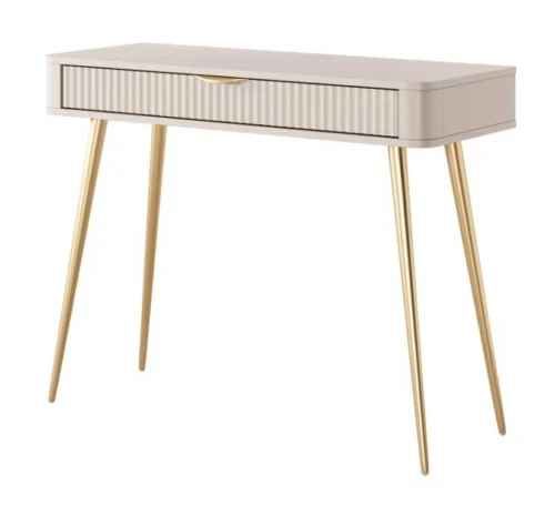 Lante dressing table on tall gold legs, beige