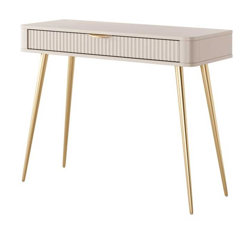 Lante dressing table on tall gold legs, beige
